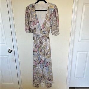 Floral Maxi Wrap Dress with V-Neck